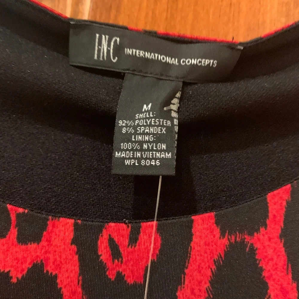 Anthropologie Long Sleeve red leopard Dress M animal mini stretch - Picture 4 of 4